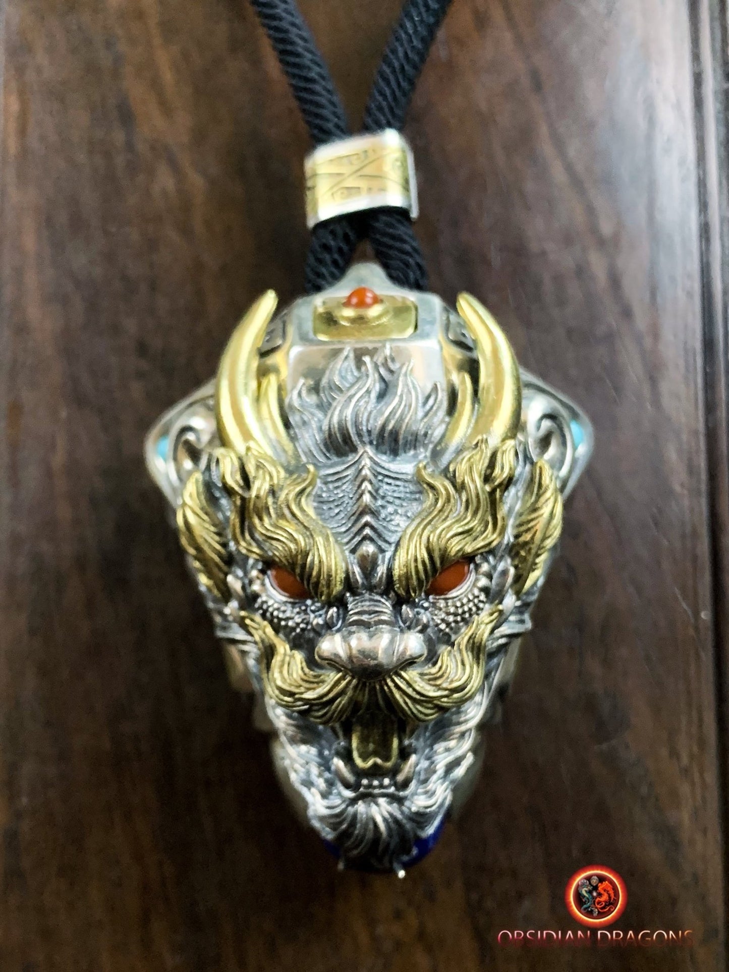 Pendentif Dragon en Argent - Amulette Bouddhiste et Feng Shui | obsidian dragons