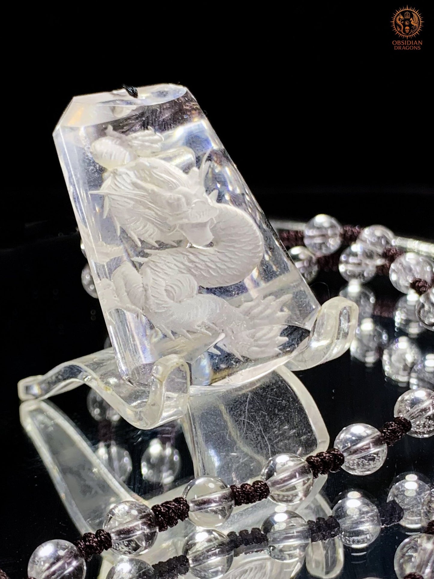 Pendentif Dragon en Cristal de Roche – Intaille - Glyptique | obsidian dragons