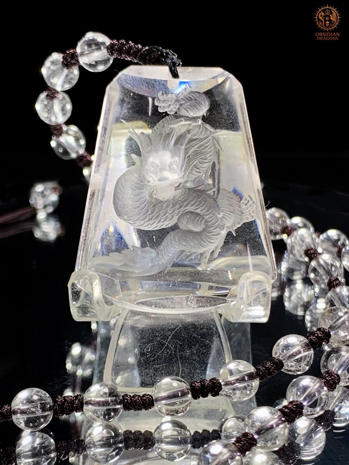 Pendentif Dragon en Cristal de Roche – Intaille - Glyptique | obsidian dragons