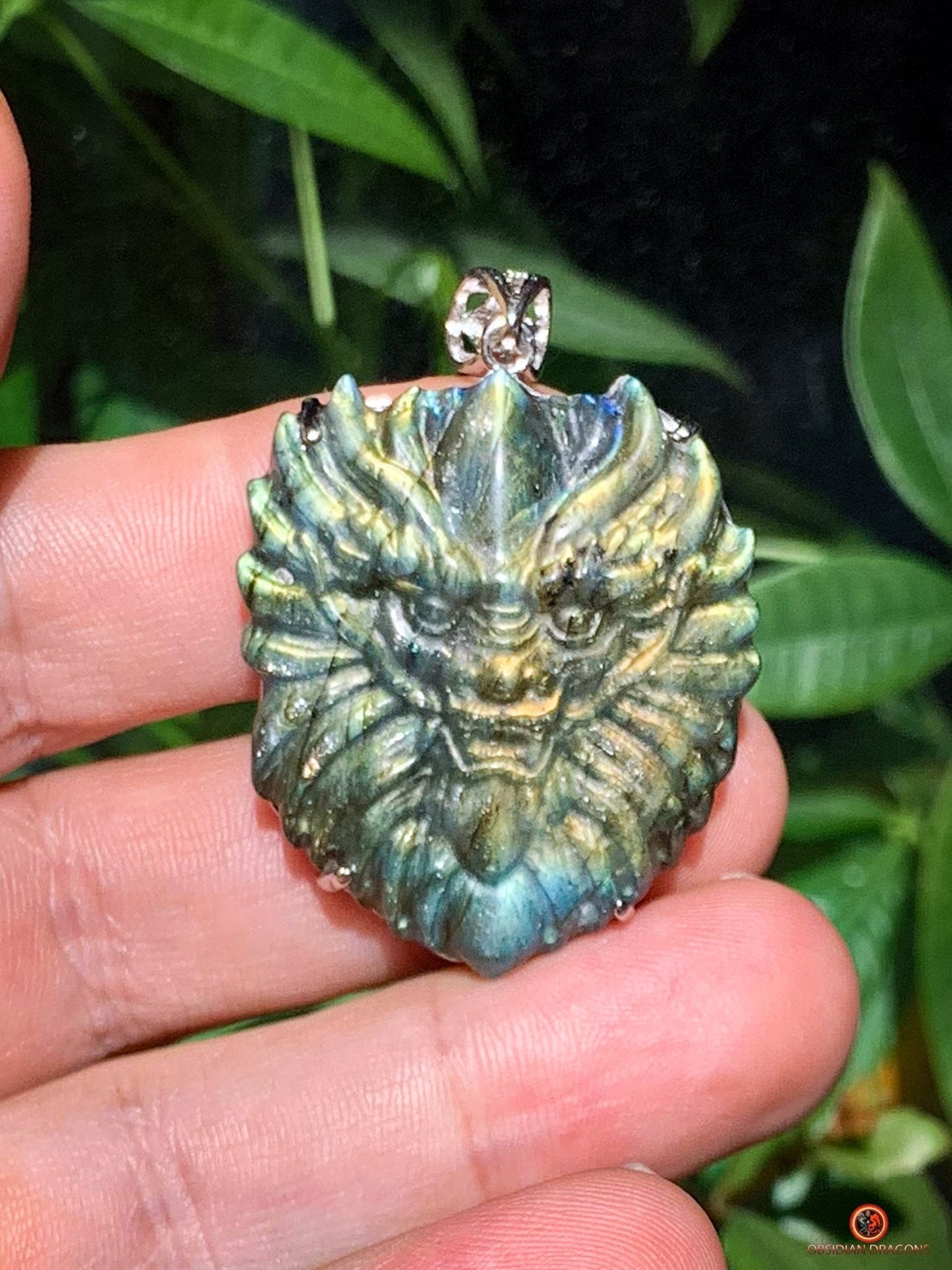 Pendentif Dragon en Labradorite et Argent - Talisman de Protection | obsidian dragons