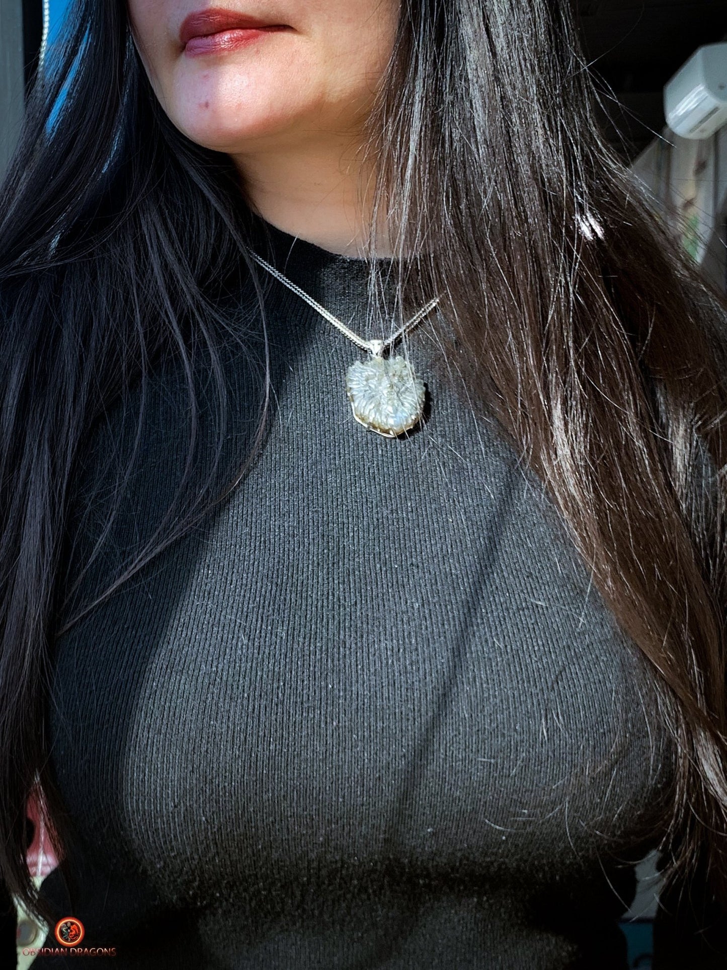 Pendentif Dragon en Labradorite et Argent - Talisman de Protection | obsidian dragons