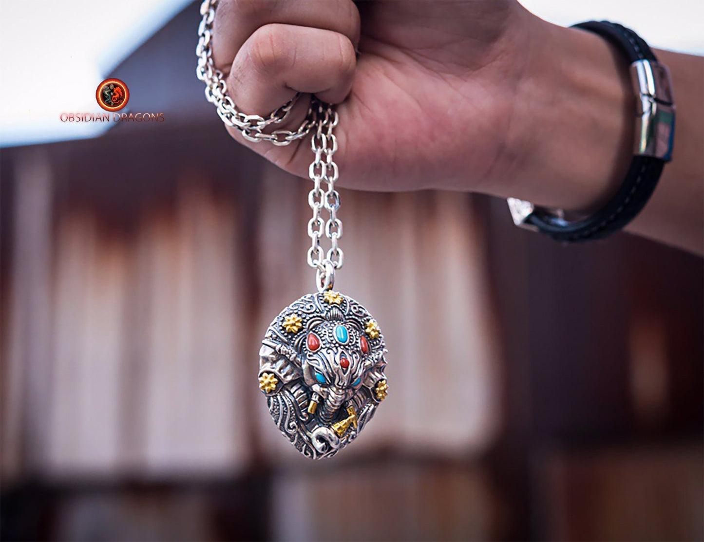 Pendentif Ganesh en Argent - Éveil Spirituel et Protection | obsidian dragons
