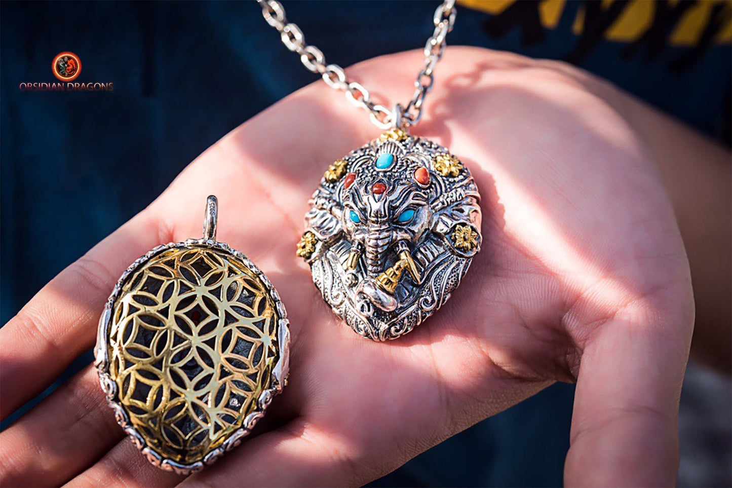 Pendentif Ganesh en Argent - Éveil Spirituel et Protection | obsidian dragons