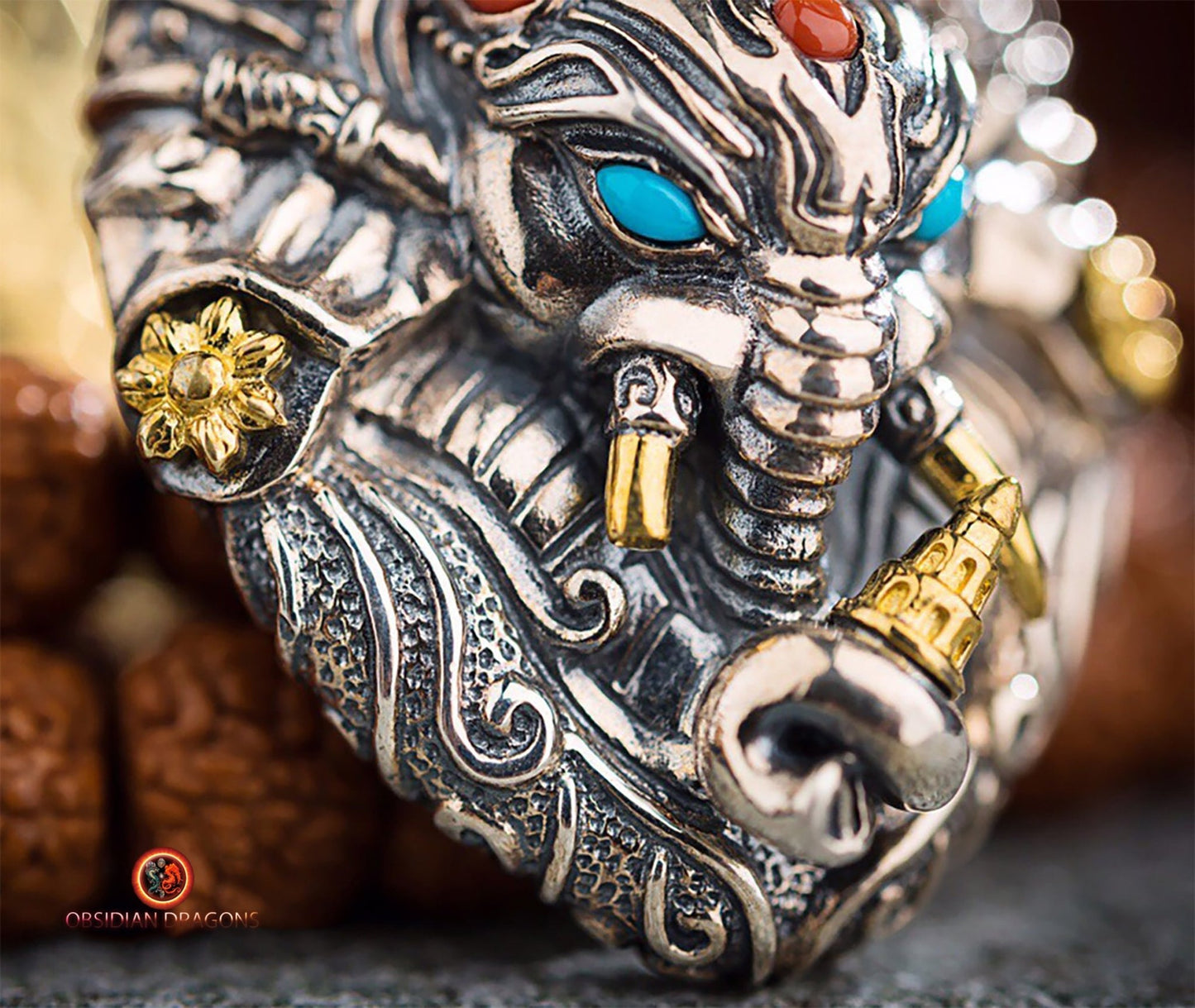 Pendentif Ganesh en Argent - Éveil Spirituel et Protection | obsidian dragons