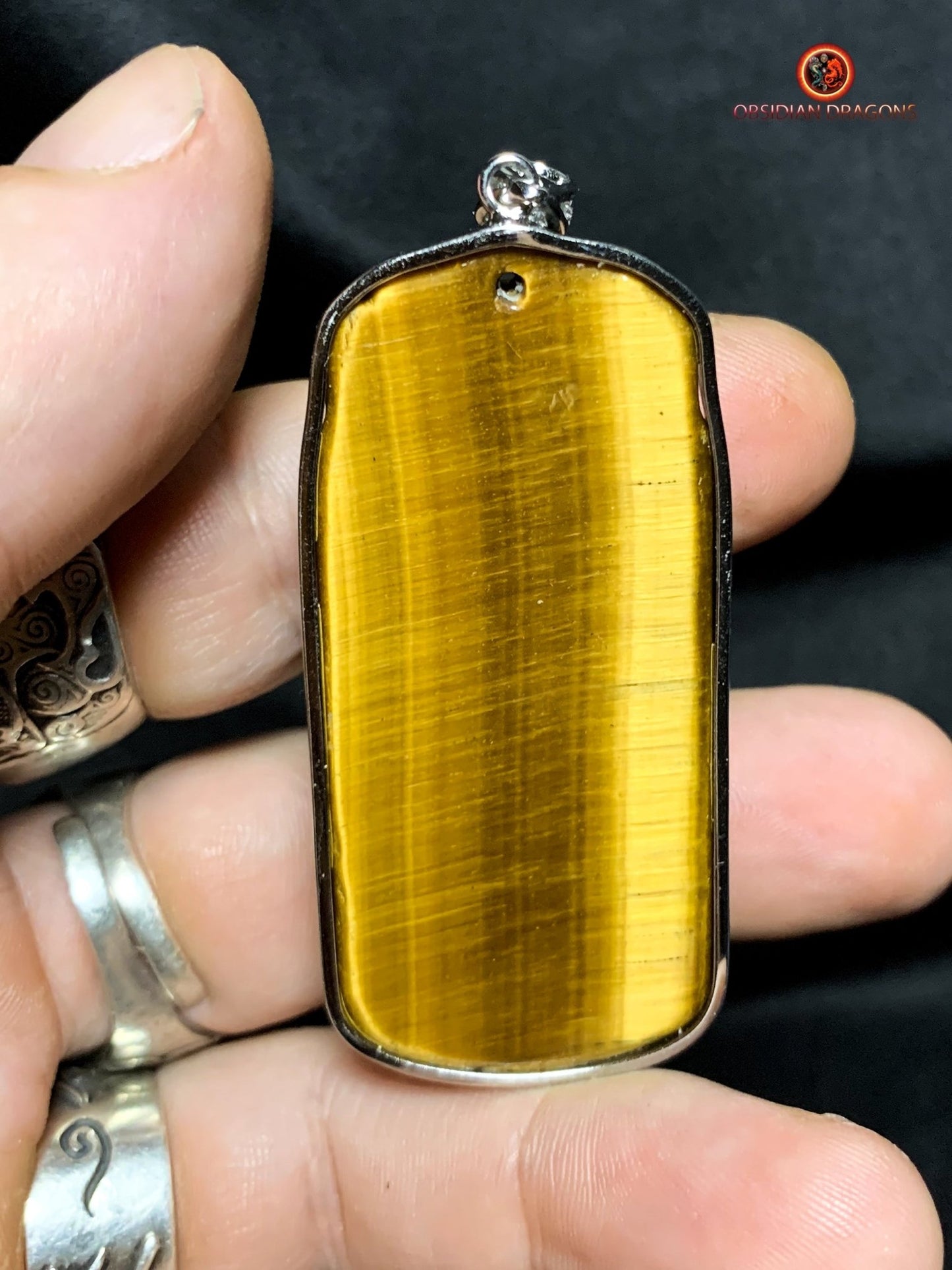 Pendentif Guan Yin en Oeil de Tigre - Argent 925 | obsidian dragons