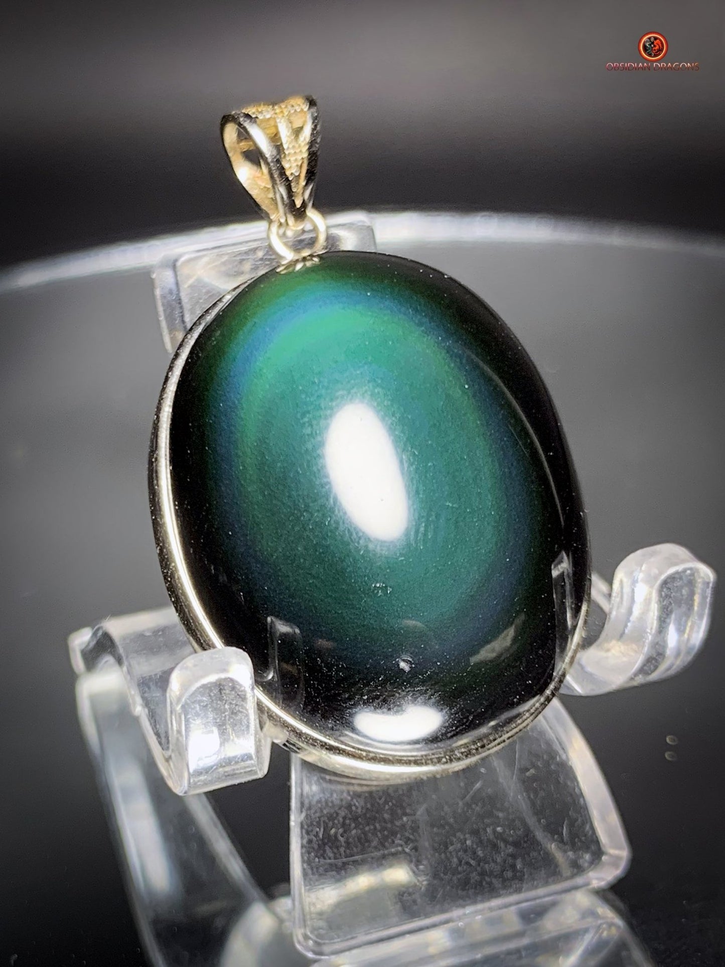 Pendentif en Obsidienne Œil Céleste - Argent 925 - Médaillon Unique | obsidian dragons
