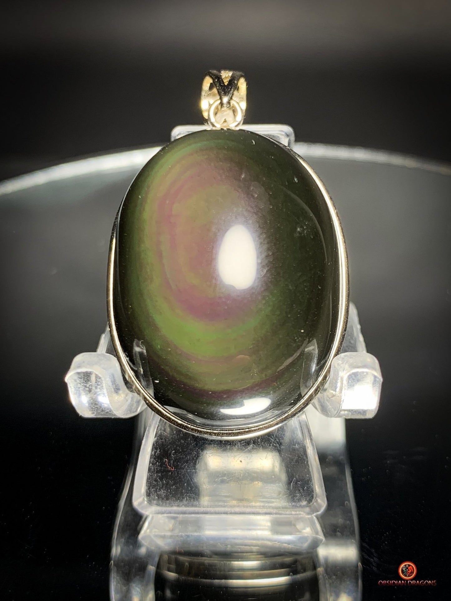 Pendentif en Obsidienne Œil Céleste - Argent 925 - Talisman Unique | obsidian dragons