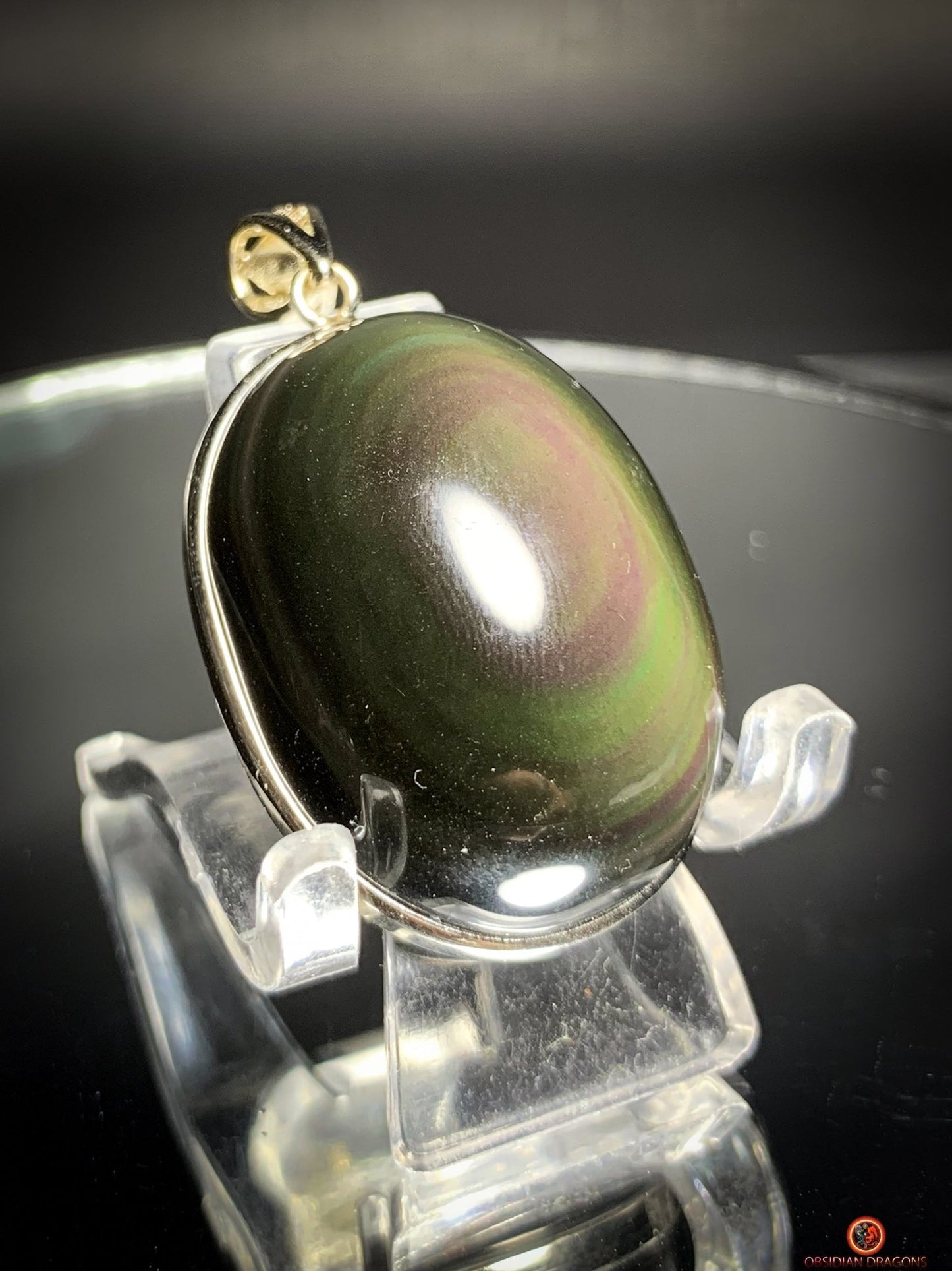 Pendentif en Obsidienne Œil Céleste - Argent 925 - Talisman Unique | obsidian dragons