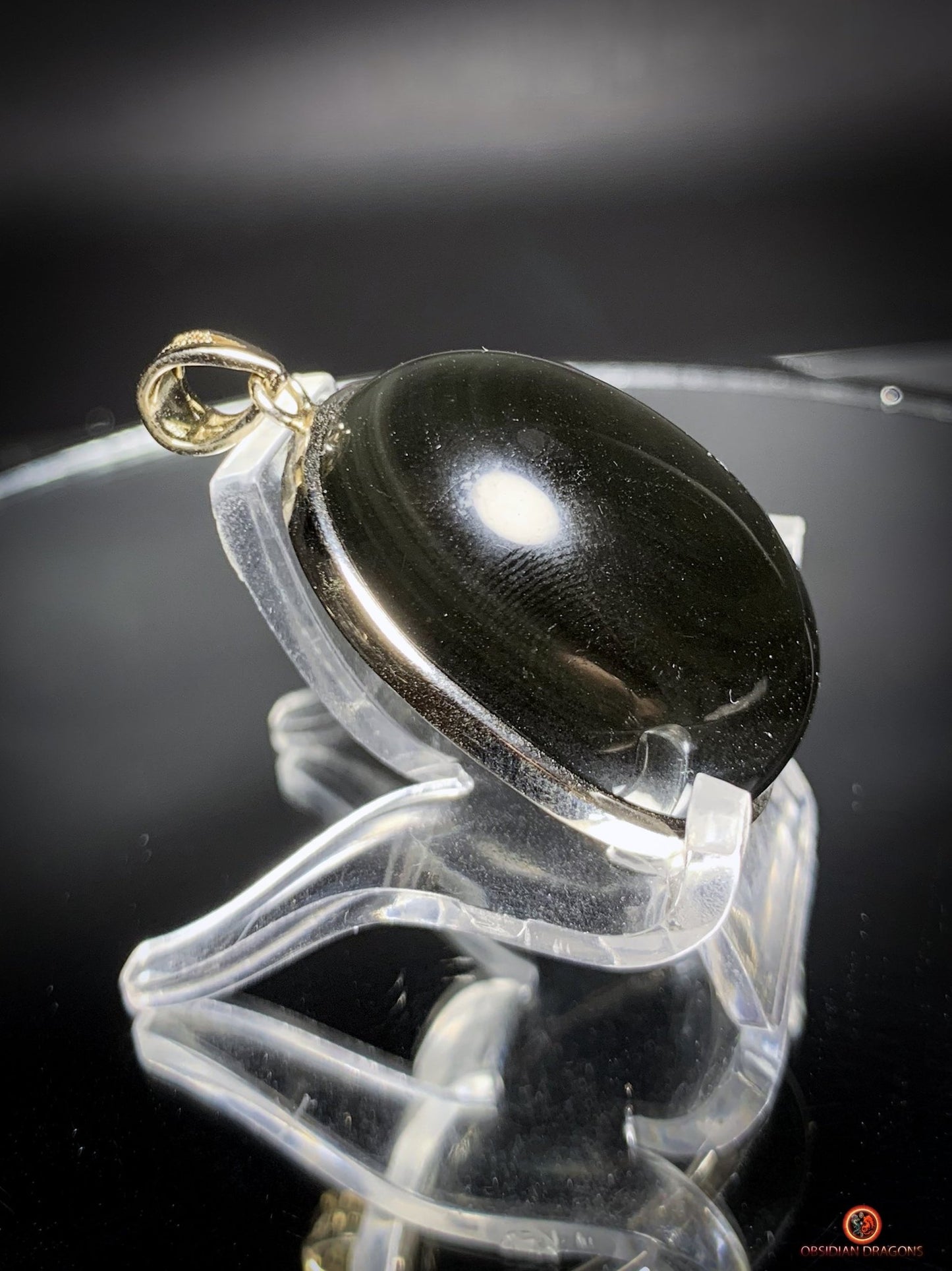 Pendentif en Obsidienne Œil Céleste - Argent 925 - Talisman Unique | obsidian dragons