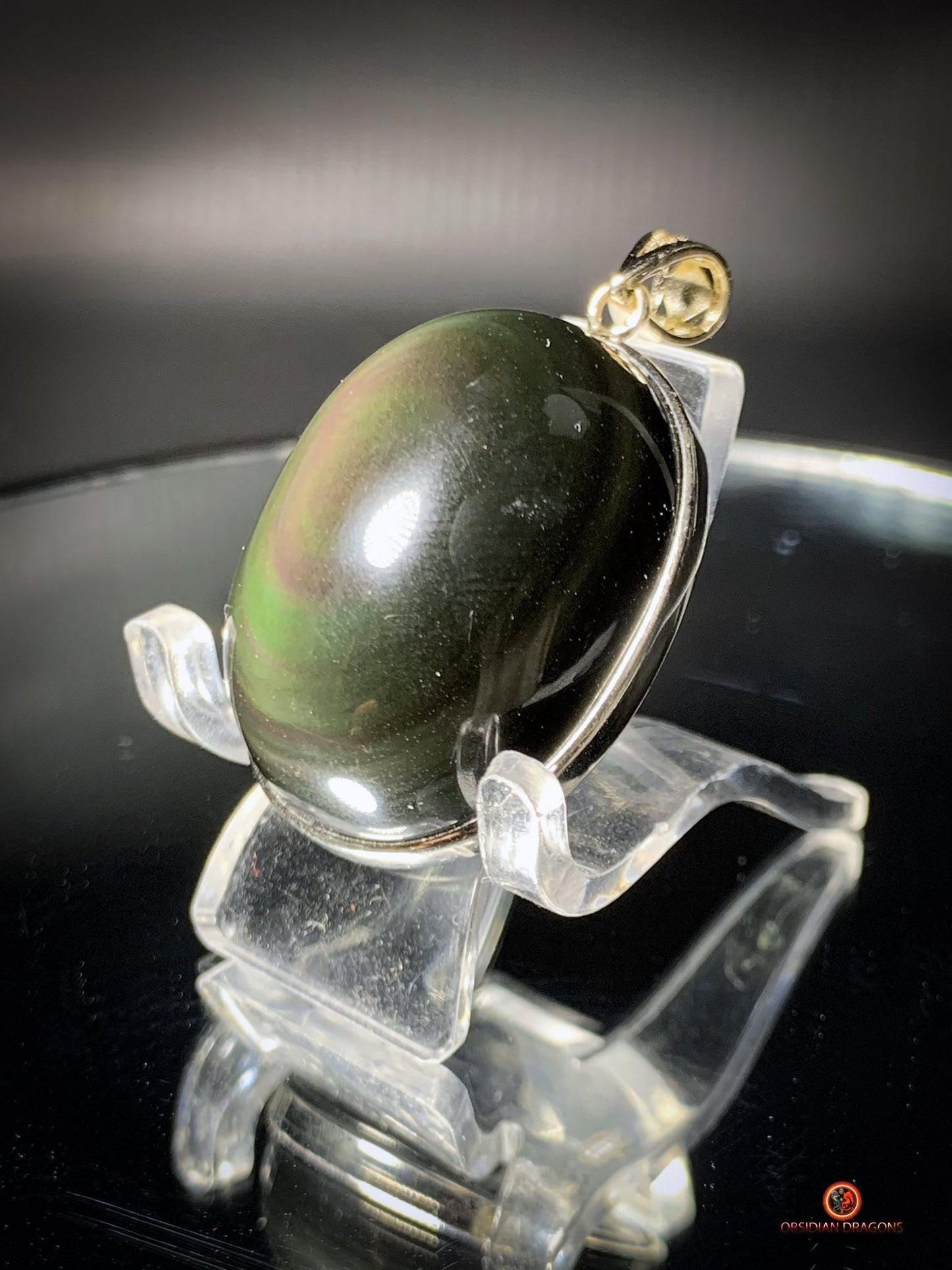 Pendentif en Obsidienne Œil Céleste - Argent 925 - Talisman Unique | obsidian dragons