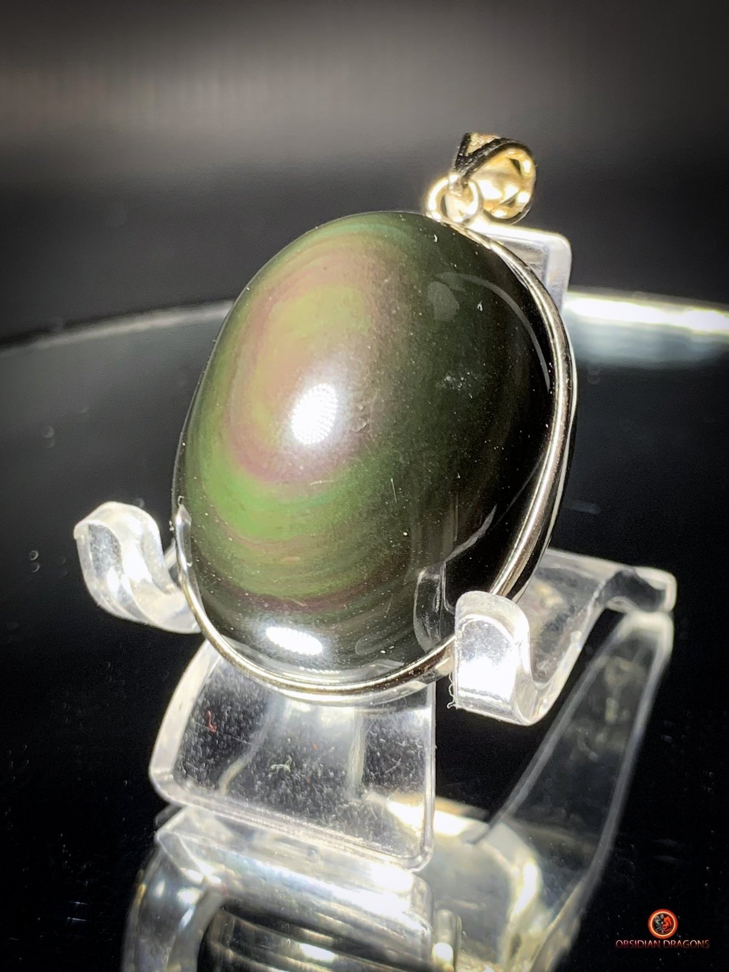 Pendentif en Obsidienne Œil Céleste - Argent 925 - Talisman Unique | obsidian dragons