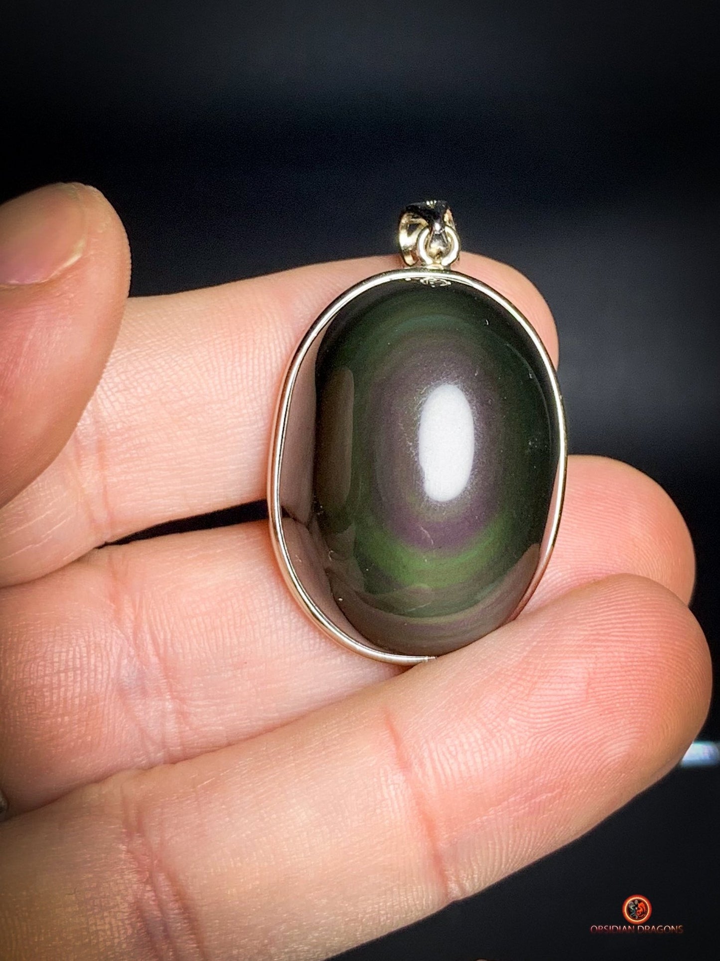 Pendentif en Obsidienne Œil Céleste - Argent 925 - Talisman Unique | obsidian dragons