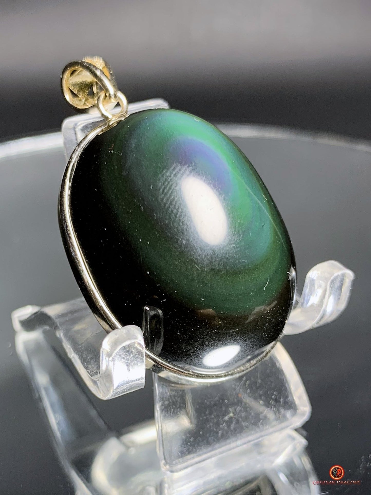 Pendentif en Obsidienne Œil Céleste serti Argent - Pièce Unique | obsidian dragons
