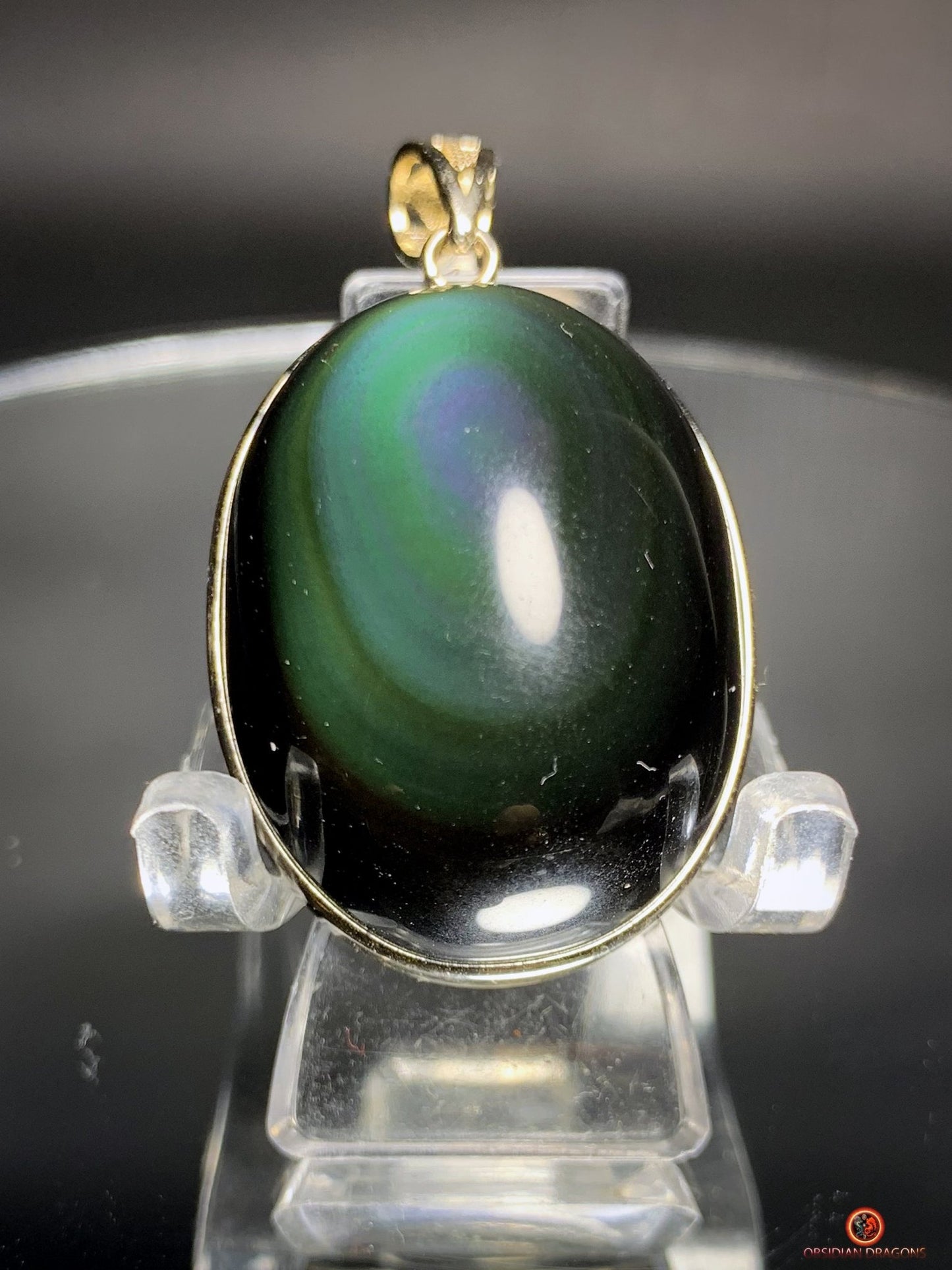 Pendentif en Obsidienne Œil Céleste serti Argent - Pièce Unique | obsidian dragons