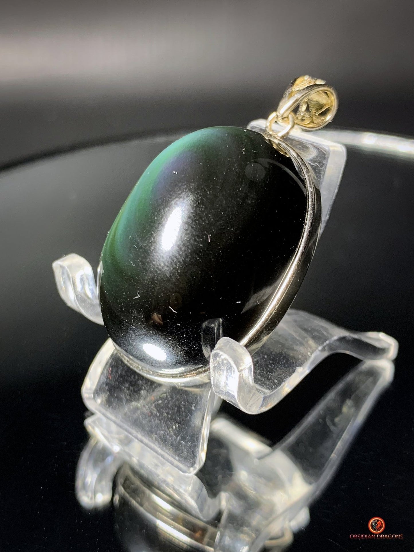 Pendentif en Obsidienne Œil Céleste serti Argent - Pièce Unique | obsidian dragons