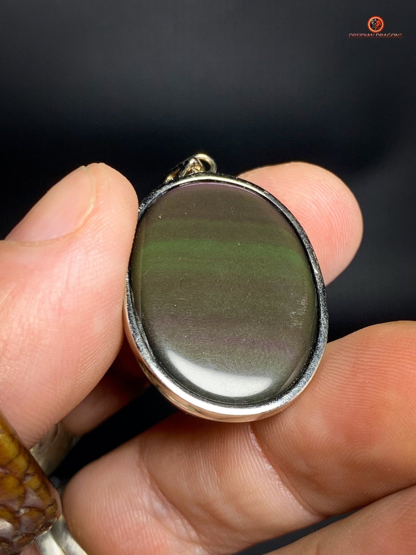 Pendentif en Obsidienne Œil Céleste serti Argent - Pièce Unique | obsidian dragons