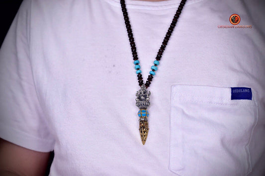Pendentif Phurba- Ganesh - Argent - Protection Bouddhiste - obsidian dragons