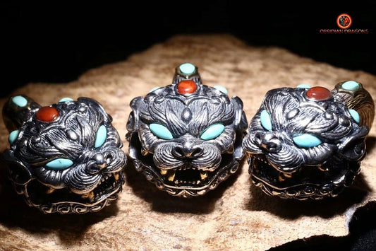 Pendentif Pi Xiu en Argent - Amulette de Protection Lingbao | obsidian dragons