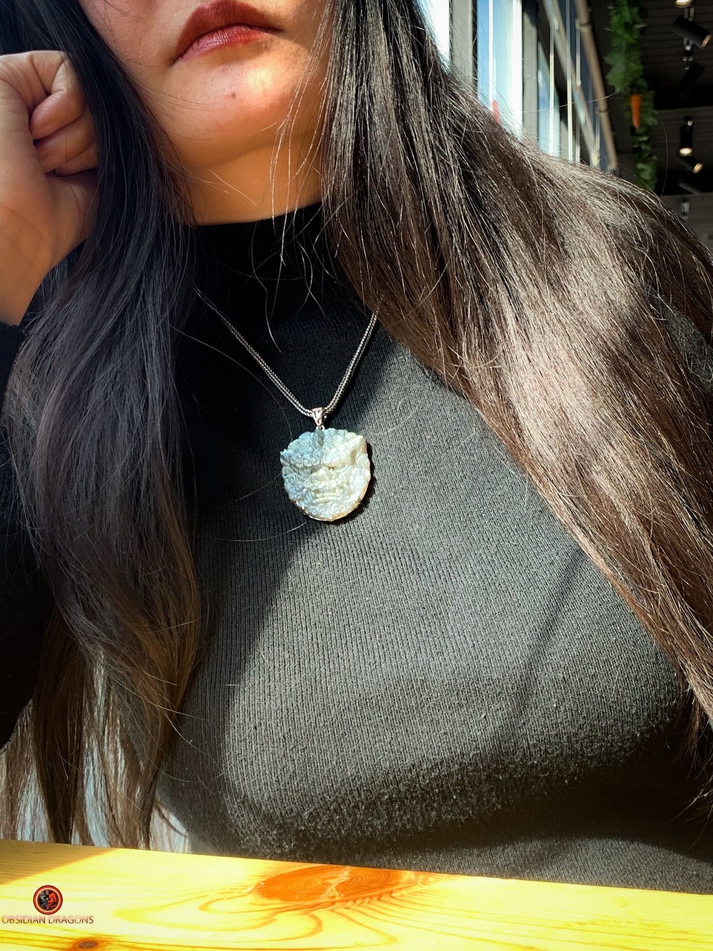 Pendentif Pixiu en Labradorite serti en argent - Bonne fortune | obsidian dragons