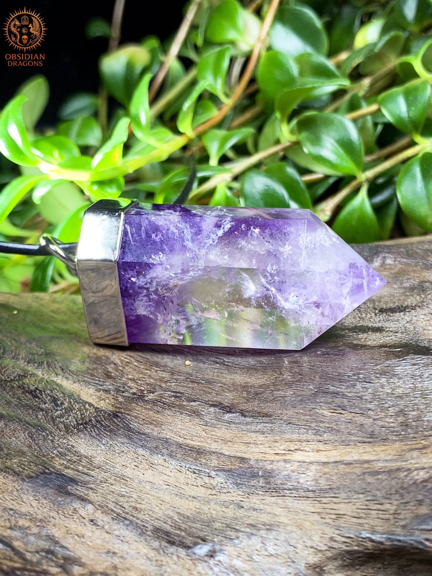 Pendentif Pointe de Cristal - Améthyste - Feu Figé | obsidian dragons