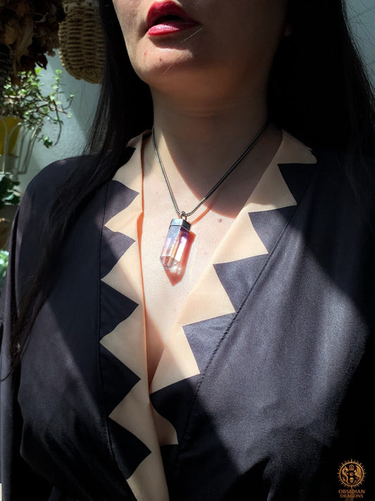 Pendentif Pointe de Cristal – Amétrine – Fusion de Lumière | obsidian dragons
