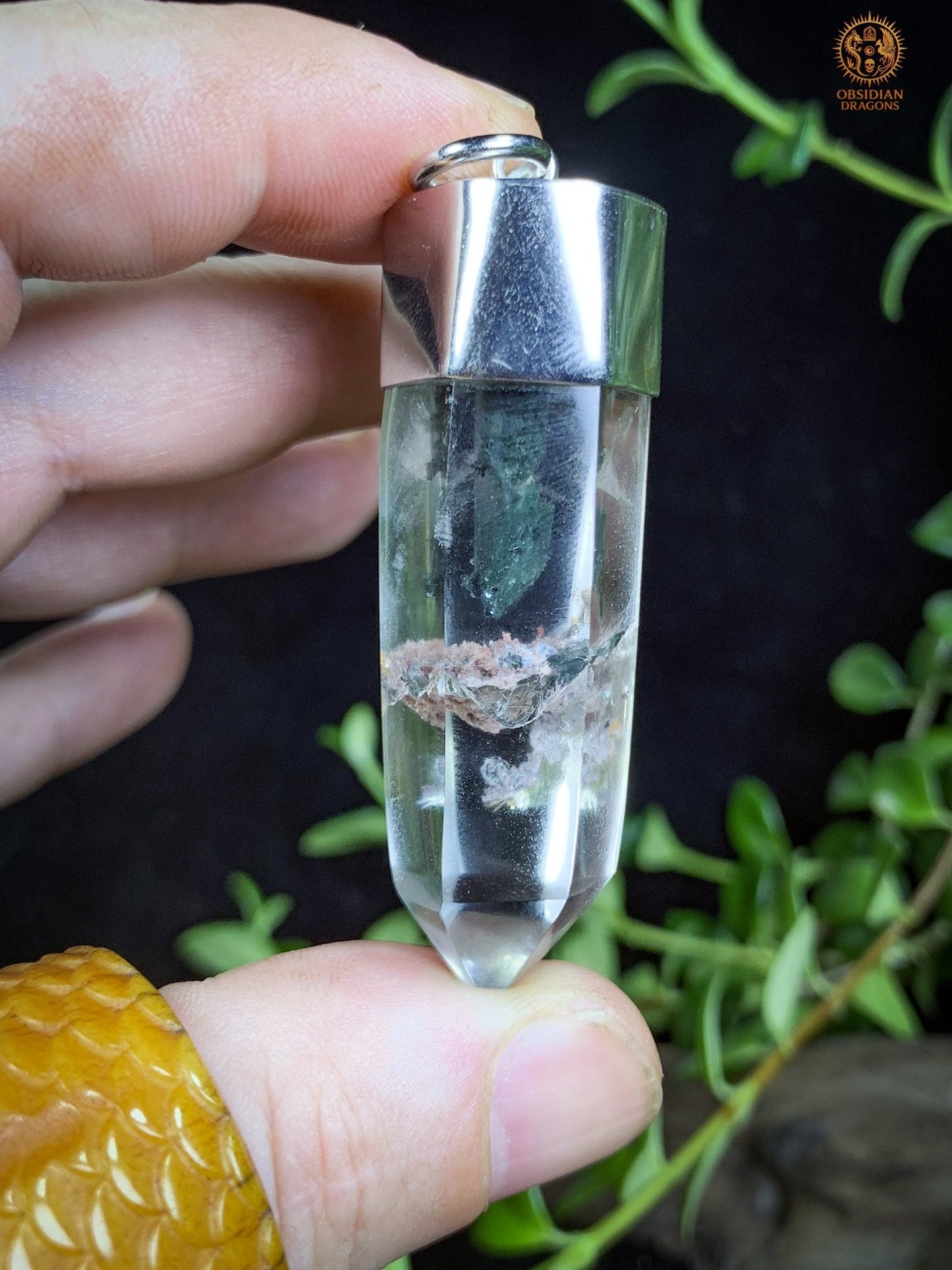 Pendentif Pointe de Cristal – Quartz Jardin – Forêt Intérieure | obsidian dragons