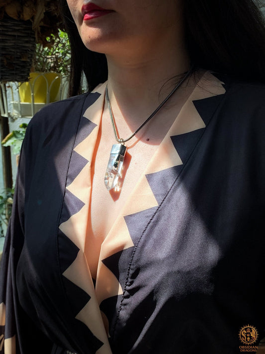 Pendentif Pointe de Cristal – Quartz Jardin – Forêt Intérieure | obsidian dragons