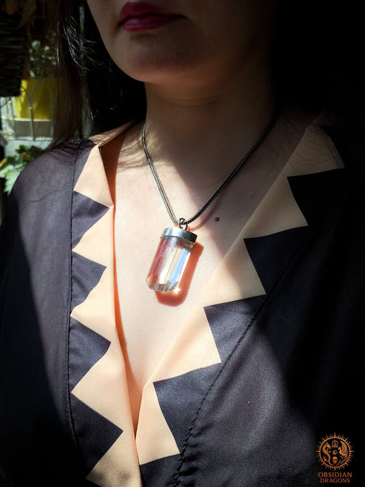 Pendentif Quartz Rutile - Serti argent & or - Éclat Intérieur | obsidian dragons