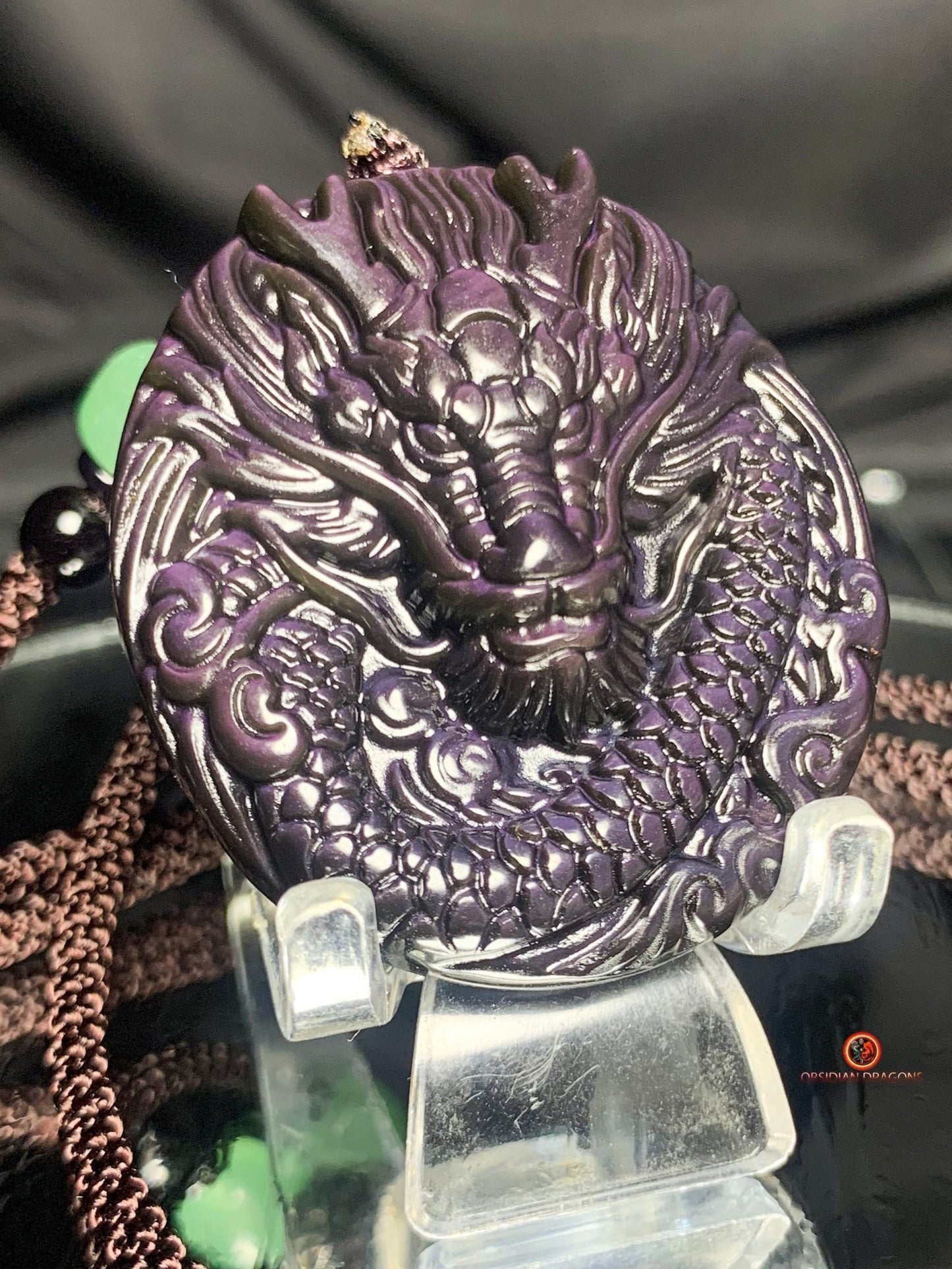 Pendentif dragon en obsidienne œil céleste - Protecteur spirituel | obsidian dragons