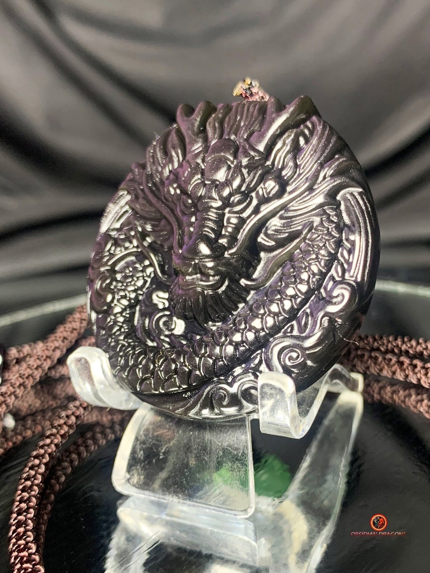 Pendentif dragon en obsidienne œil céleste - Protecteur spirituel | obsidian dragons