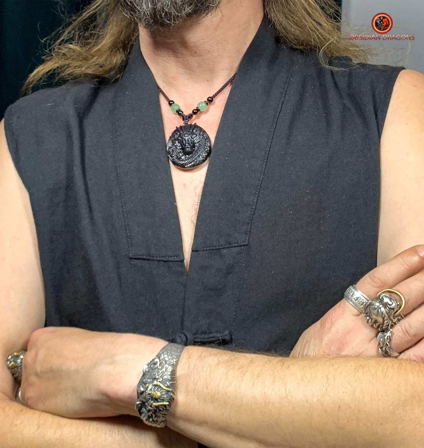 Pendentif dragon en obsidienne œil céleste - Protecteur spirituel | obsidian dragons