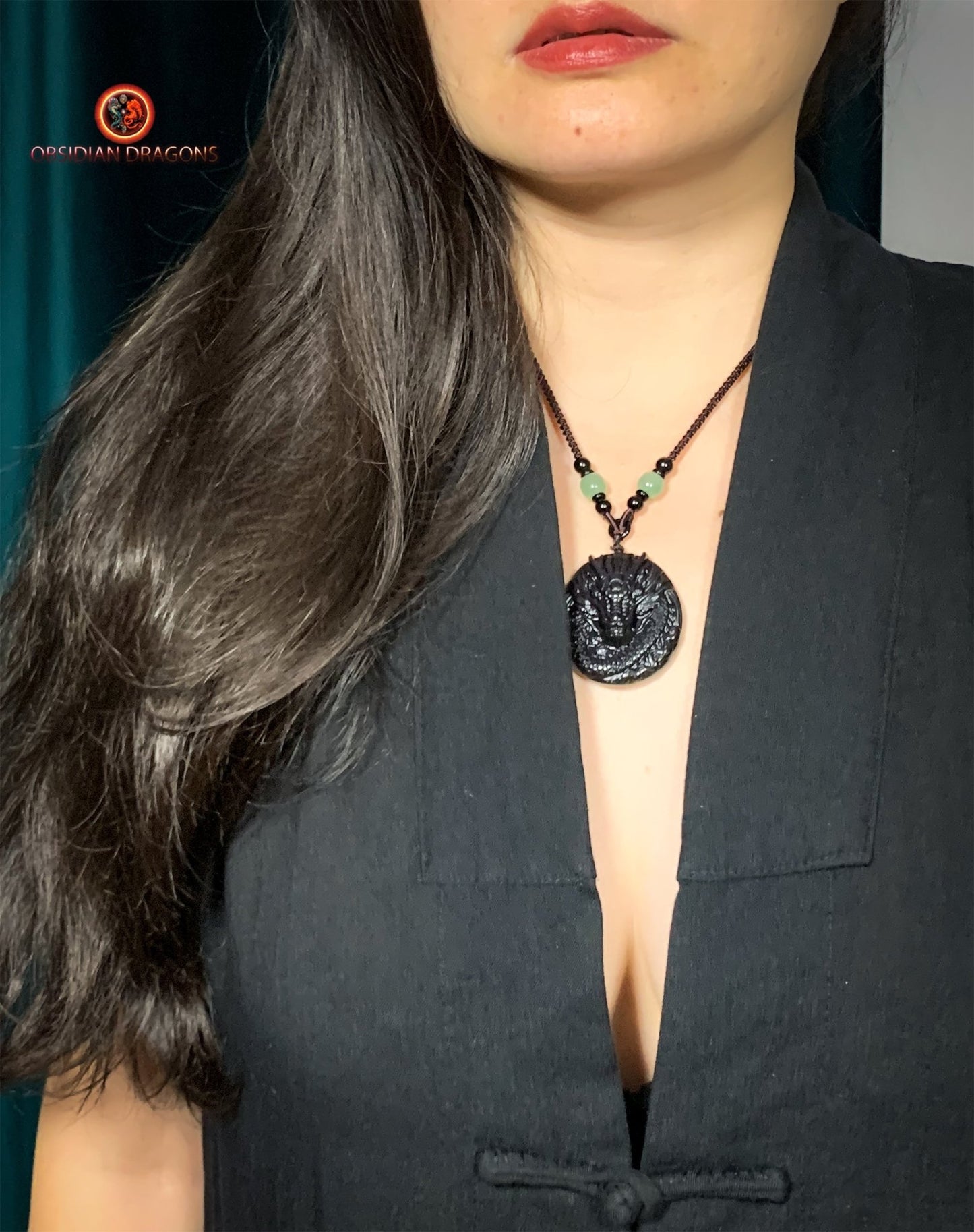 Pendentif dragon en obsidienne œil céleste - Protecteur spirituel | obsidian dragons