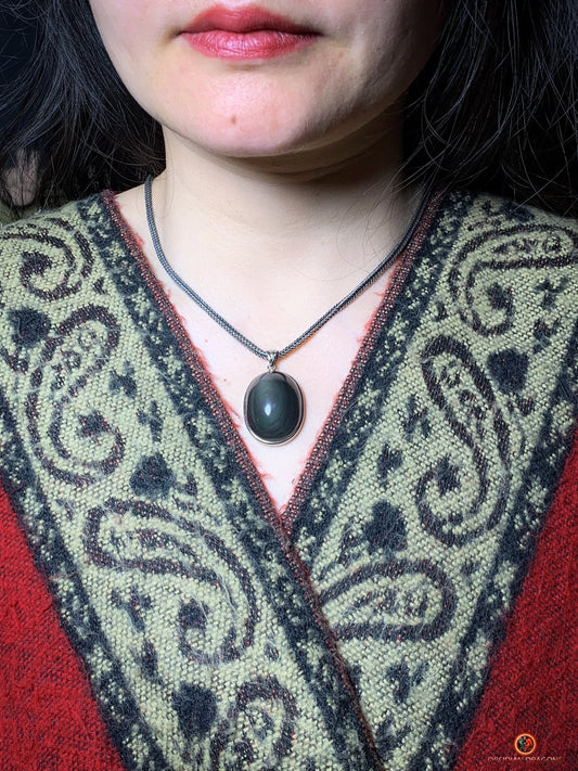 Pendentif en Obsidienne Œil Céleste - Argent 925 - Pierre Naturelle | obsidian dragons