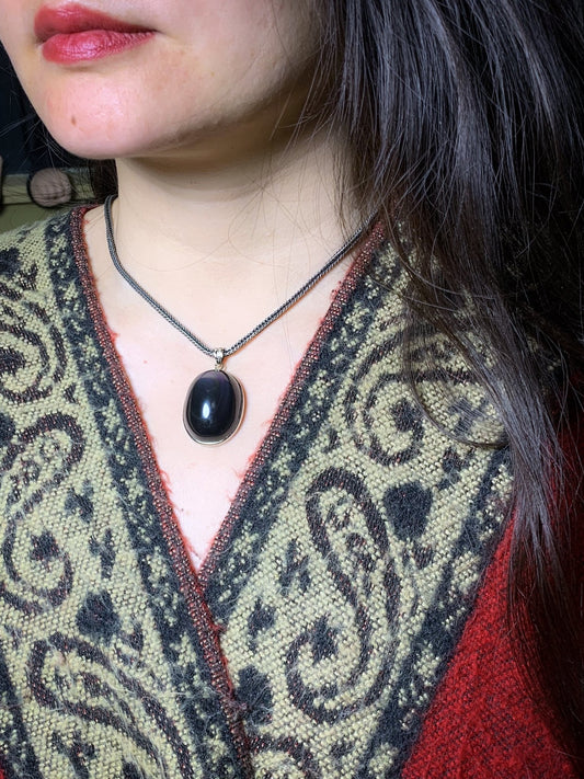 Pendentif en Obsidienne Œil Céleste Naturelle - Argent 925 - Unique | obsidian dragons