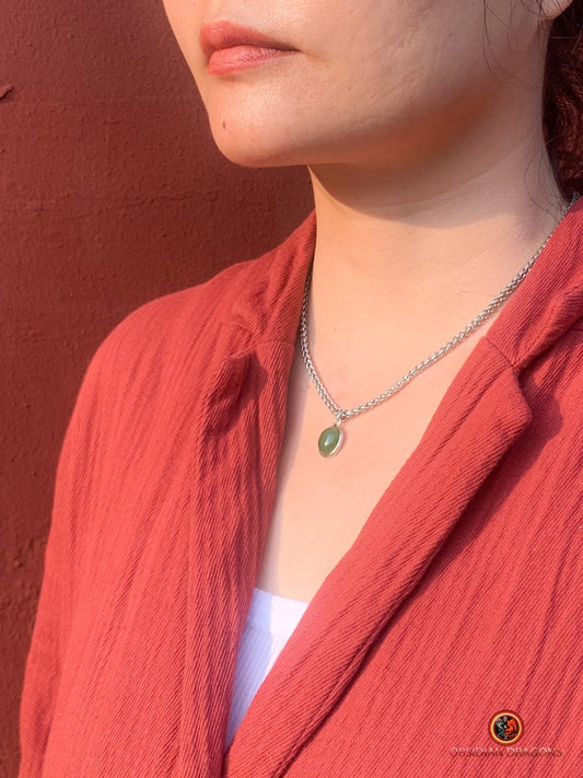 Pendentif jade serti en argent 925 - Harmonie et style | obsidian dragons
