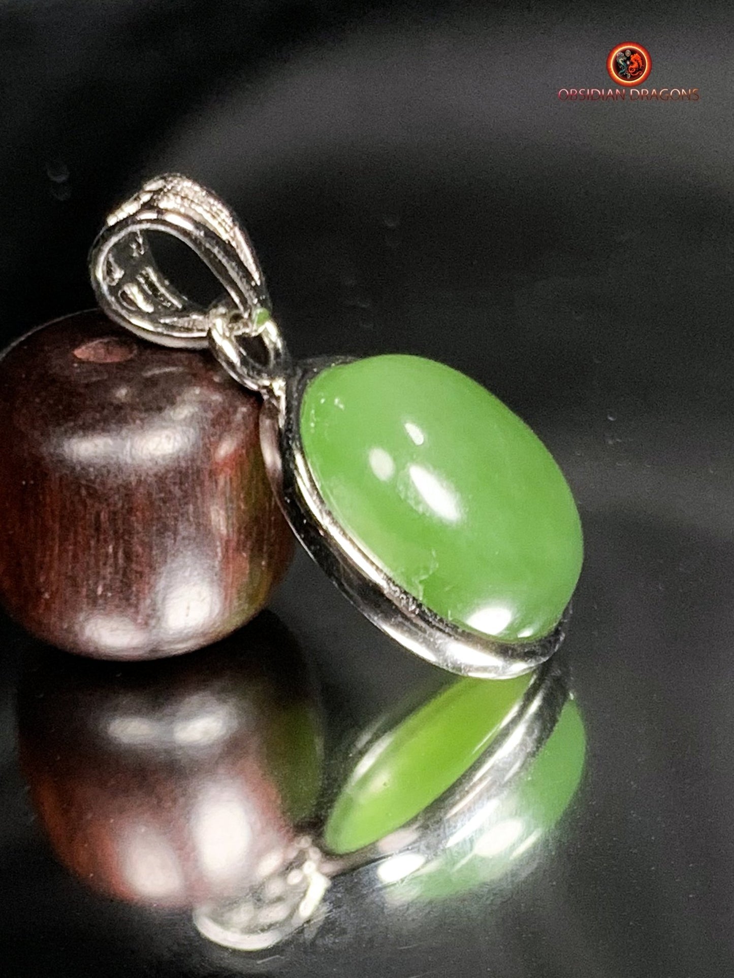Pendentif jade serti en argent 925 - Harmonie et style | obsidian dragons