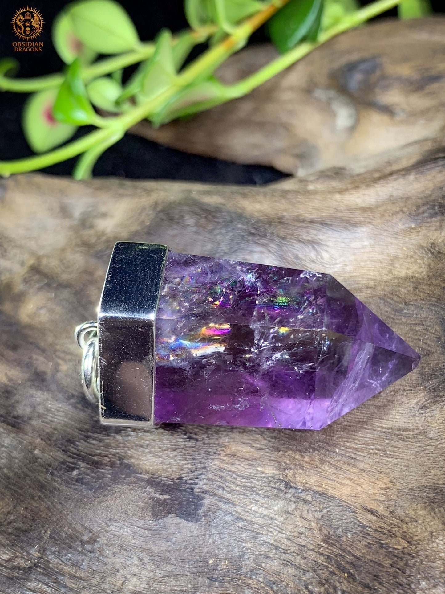 Pendentif pointe de cristal – Améthyste – Calme Cristallisé - obsidian dragons