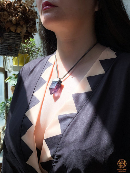 Pendentif pointe de cristal – Améthyste – Calme Cristallisé | obsidian dragons