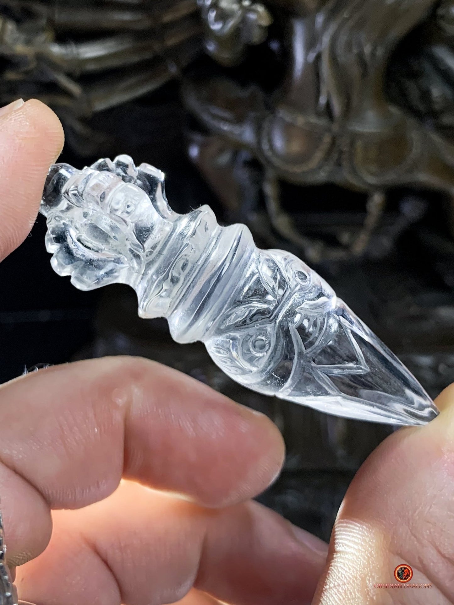 Phurba en Cristal de Roche Himalayen - Excellente limpidité | obsidian dragons