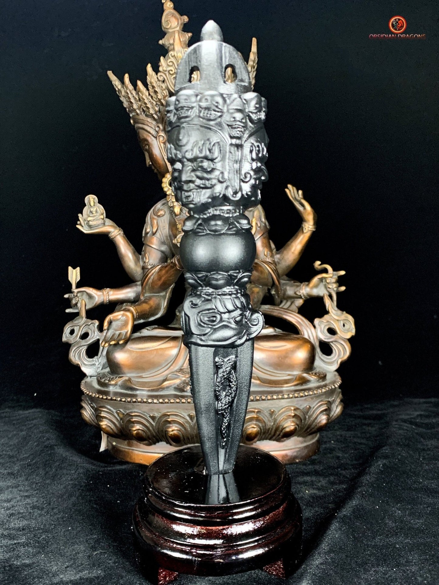 Phurba en obsidienne naturelle - Dague du bouddhisme tantrique | obsidian dragons