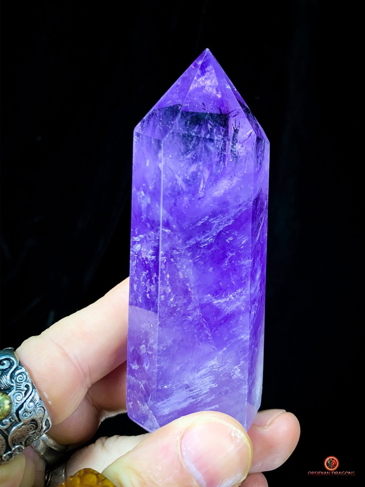 Pointe d’Améthyste Naturelle – Améthyste du Brésil - 9,9cm de haut | obsidian dragons