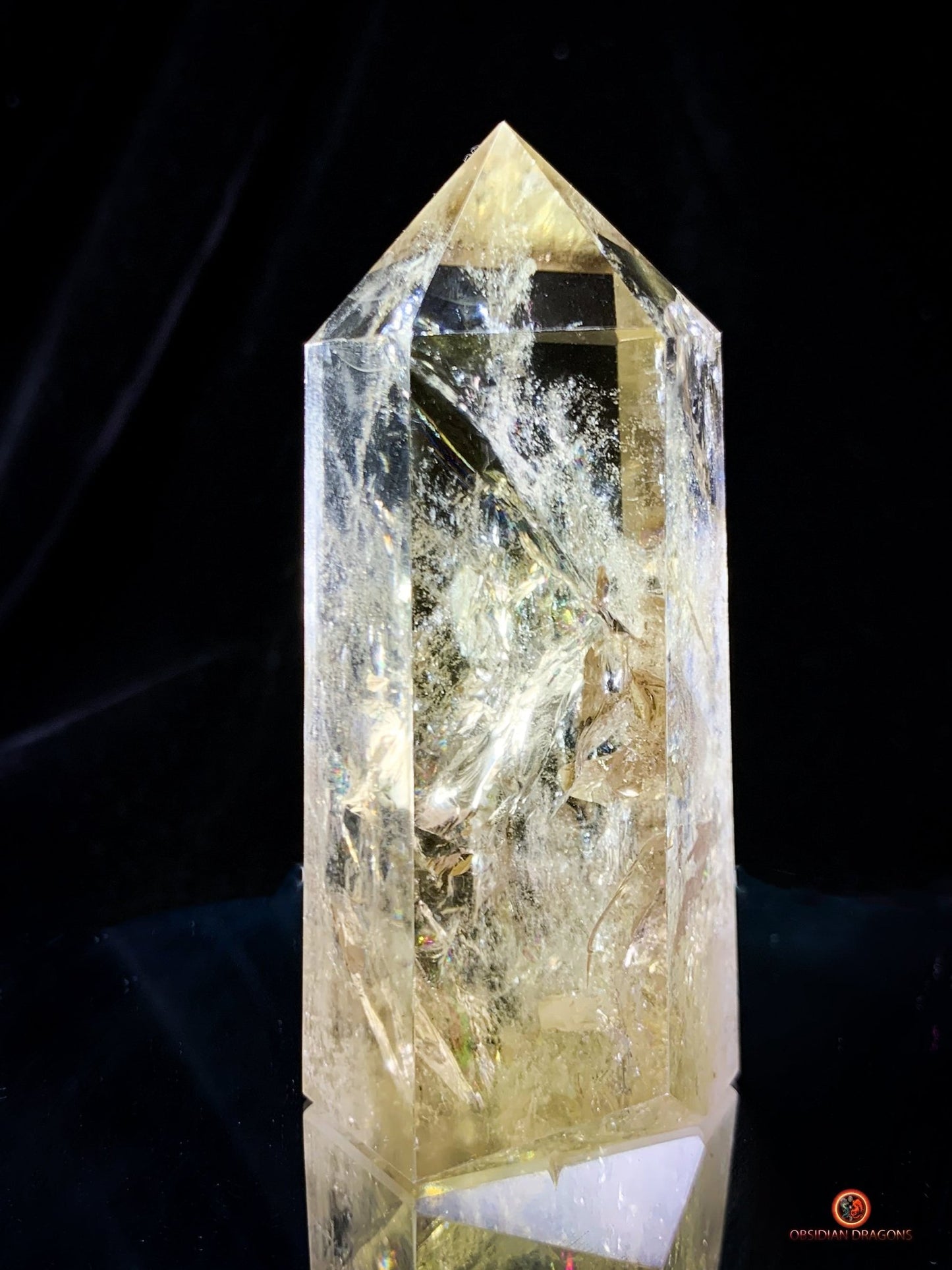 Pointe de Citrine Naturelle – Lumière & inclusions Arc-en-ciel - obsidian dragons