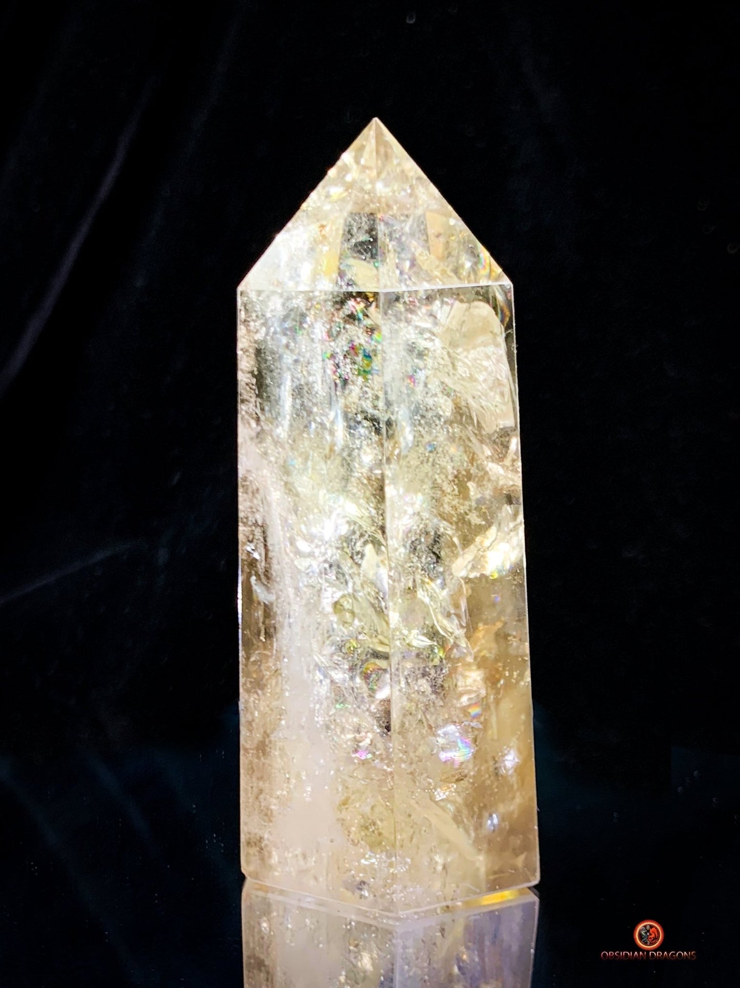 Pointe de Citrine Naturelle – Lumière & inclusions Arc-en-ciel - obsidian dragons