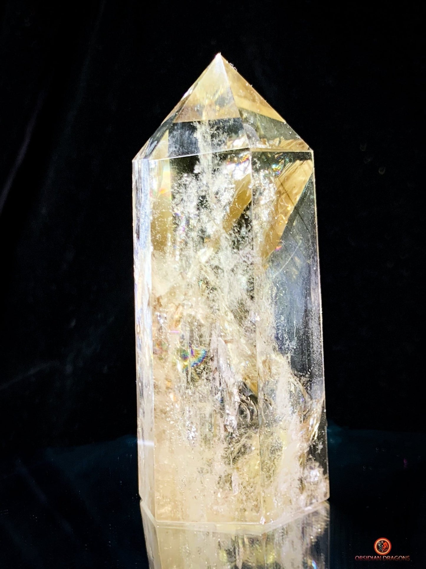 Pointe de Citrine Naturelle – Lumière & inclusions Arc-en-ciel - obsidian dragons