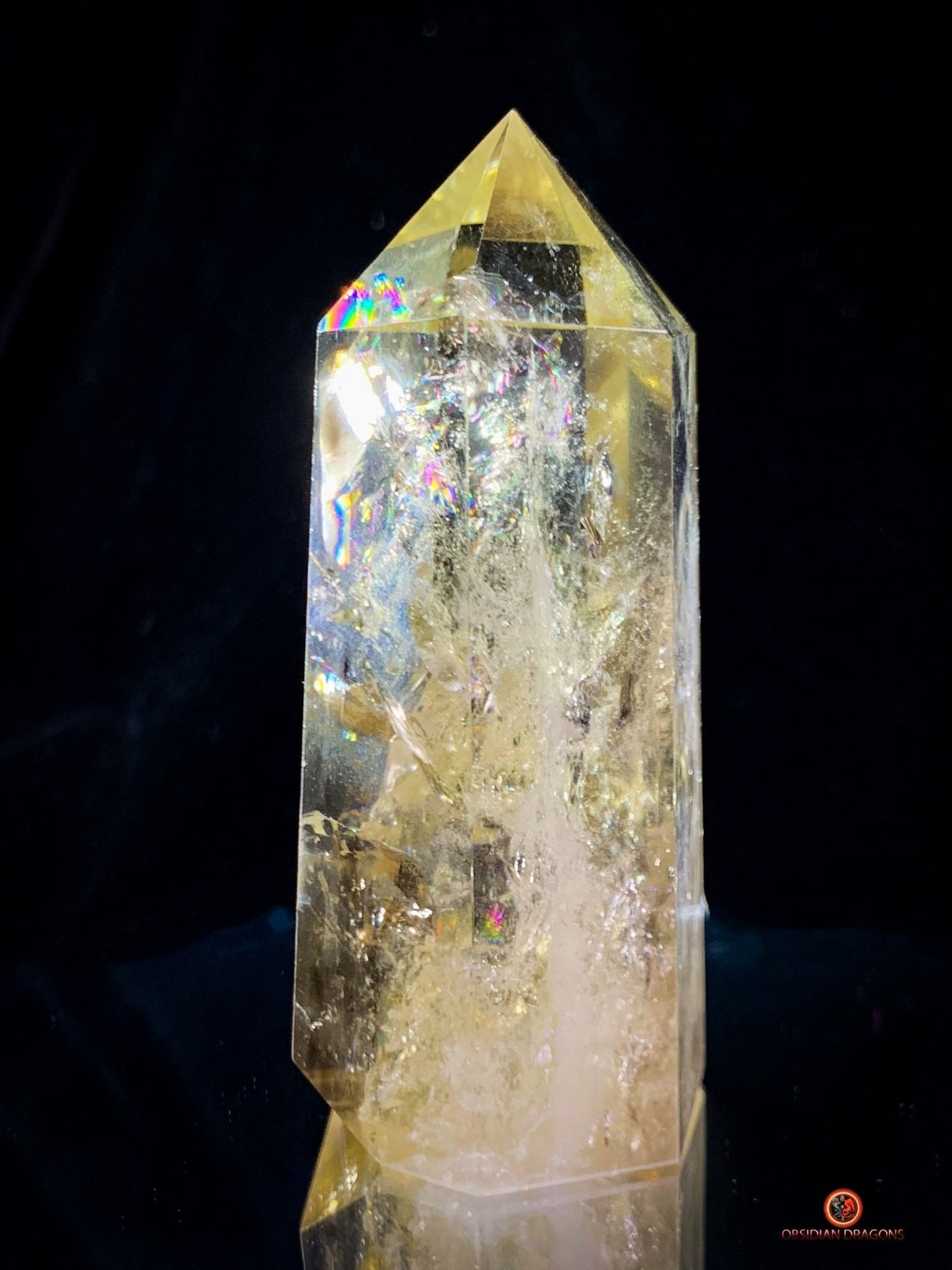 Pointe de Citrine Naturelle – Lumière & inclusions Arc-en-ciel - obsidian dragons