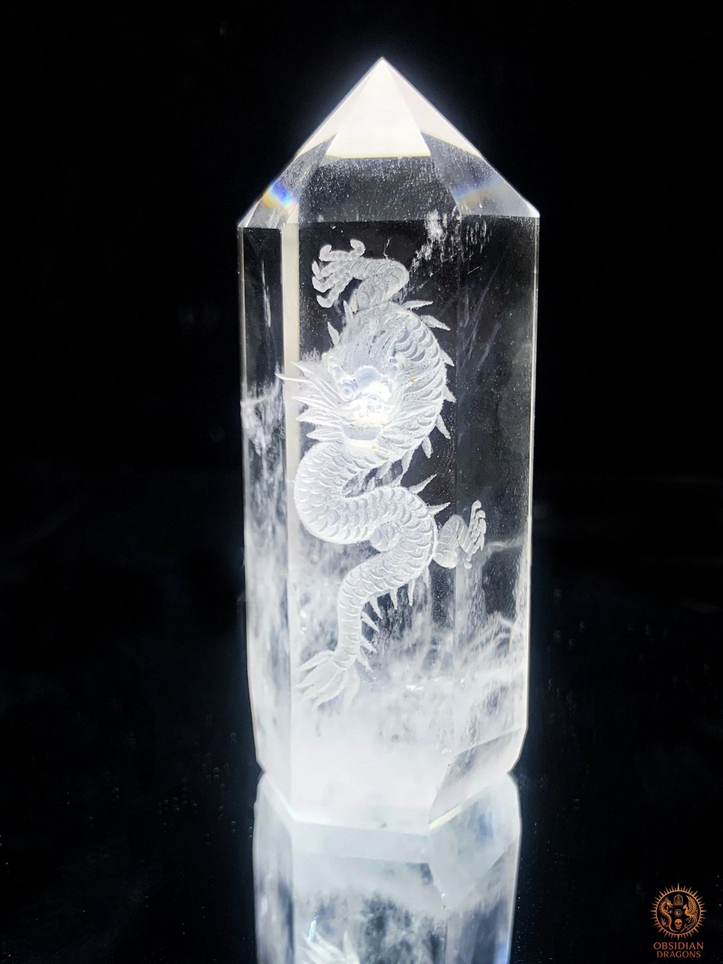 Pointe de Cristal de Roche Dragon - Glyptique 3D | obsidian dragons