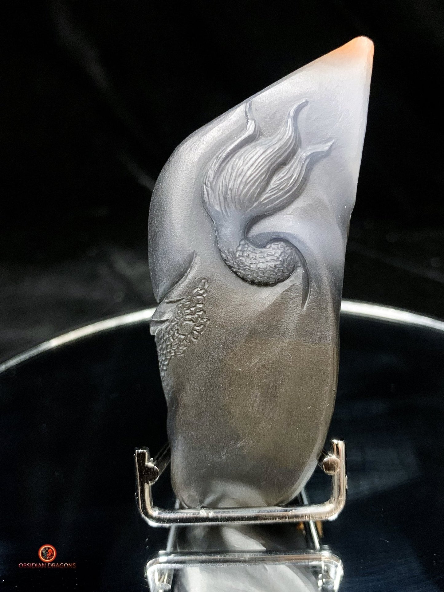 Sculpture de dragon artisanale en calcédoine - Feng Shui | obsidian dragons