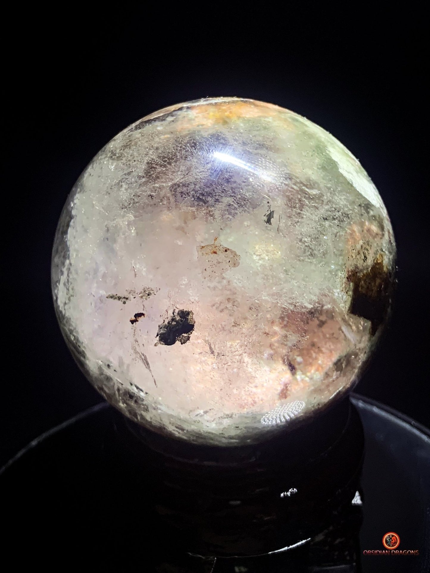 Sphère de Quartz Chlorite - Boule de Cristal - Quartz Jardin - obsidian dragons