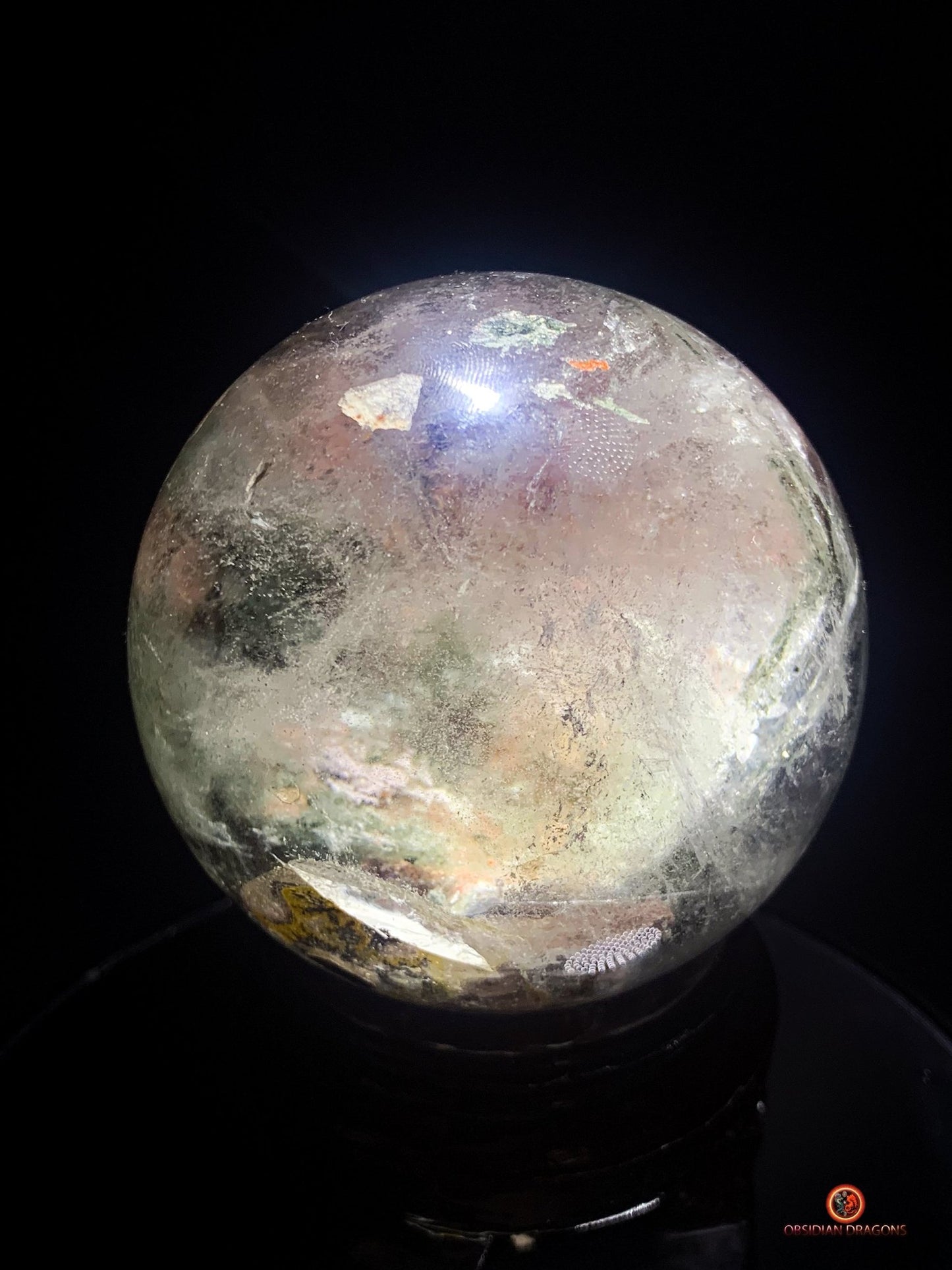 Sphère de Quartz Chlorite - Boule de Cristal - Quartz Jardin - obsidian dragons