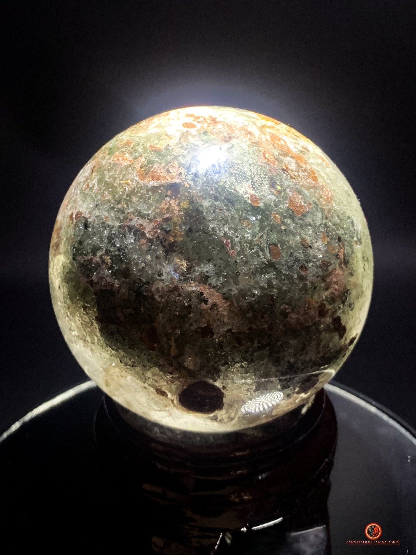 Sphère de Quartz Chlorite - Boule de Cristal - Quartz Jardin | obsidian dragons